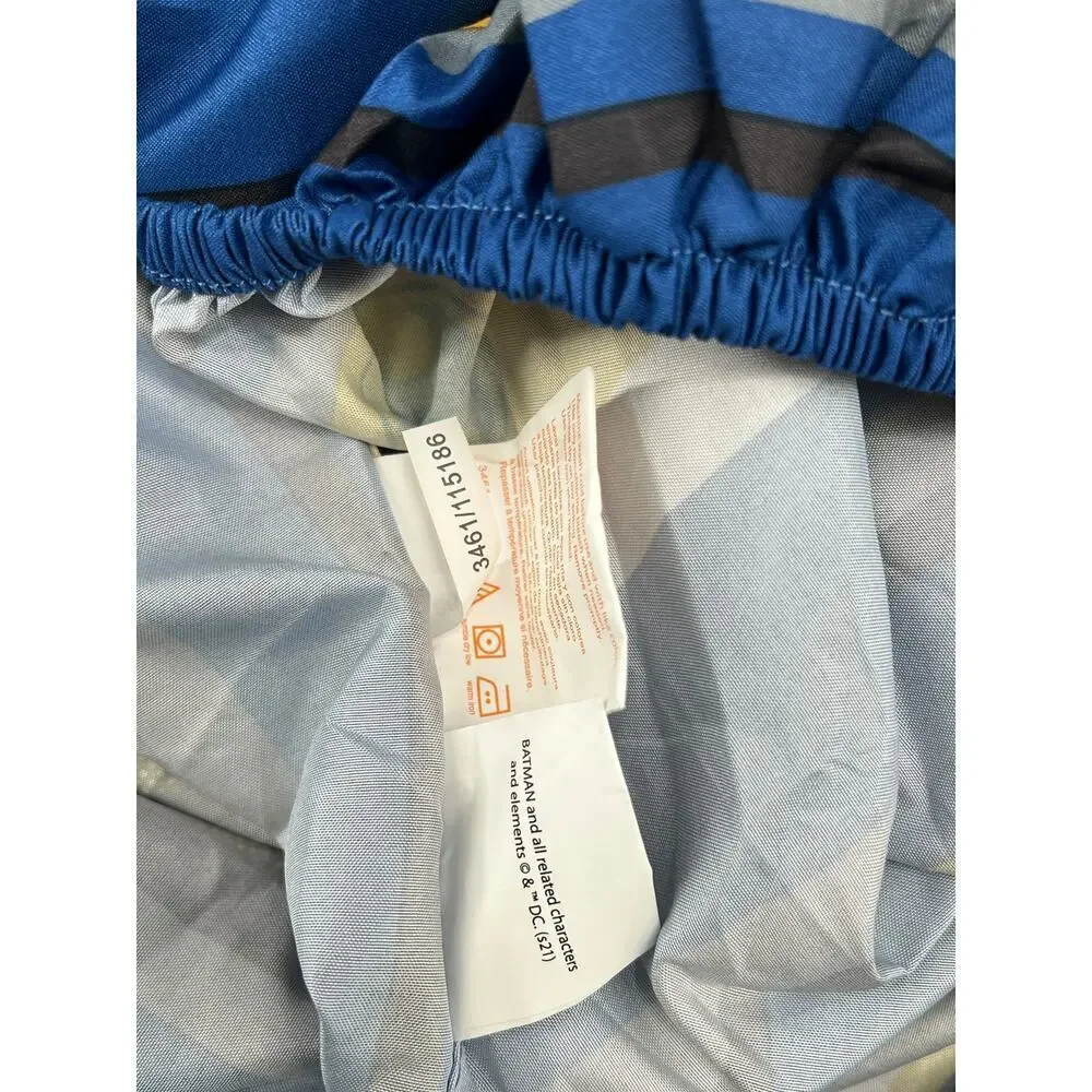 Batman Striped Full Size Sheet Set by Franco Manufacturing – Blue Yellow Black